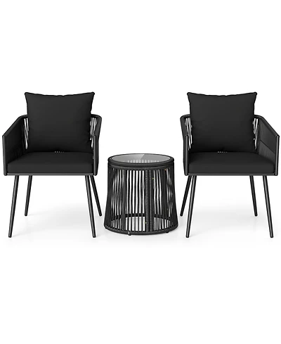 Slickblue 3-Piece Porch Furniture Set with Cushions for Outdoor Garden Use