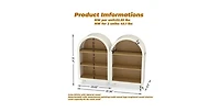 Flynama Set of 2 Woodgrain 3-Tier Elegant Arched Top Storage Bookcase