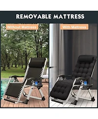 Aboron Zero Gravity Chair, Folding Portable Reclining Lounge Chair with Removable Cushion, Headrest, Patio Lounger for Indoor,Outdoor