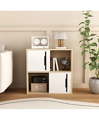 Flynama Nordic Style Wooden Storage Cabinet Sliding Door Design Open Closed Combined Shelf Cabinet for Bedroom Kids Room