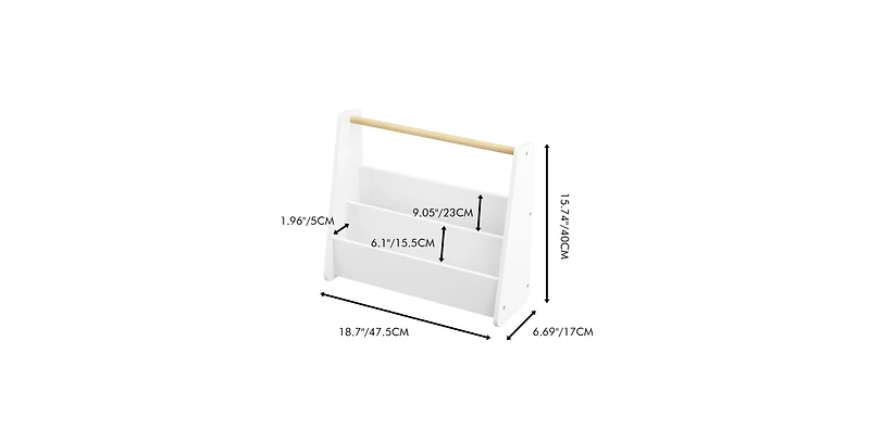Flynama Kids Front-Facing Bookshelf with Wooden Handle 2-Tier