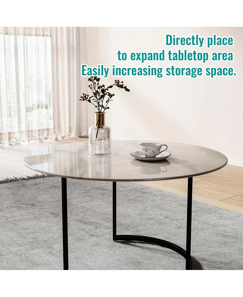 Streamdale Furniture 36'' Round Marble Design Tempered Glass Tabletop
