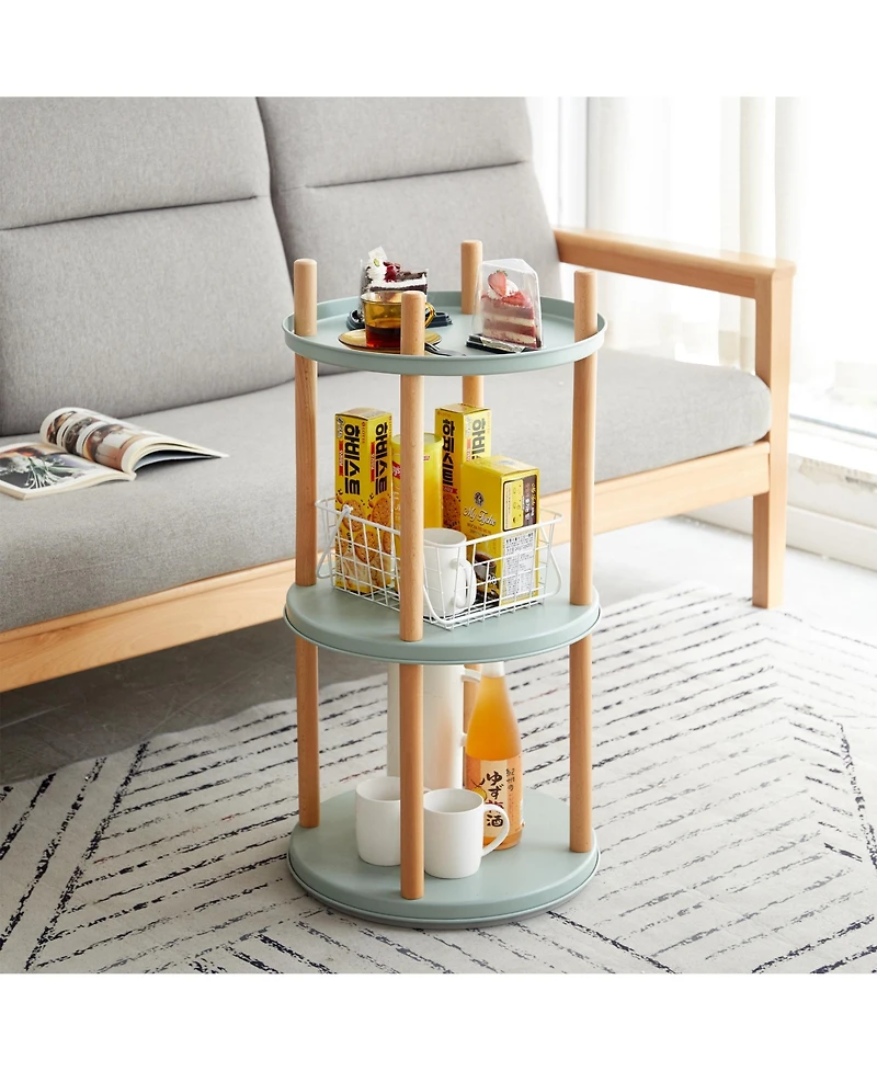 Flynama 3 Tier 360 Degree Rotating Multi-Functional Household Storage Book Display Rack