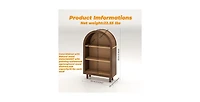 Flynama Arched Top 3-Tier Open Bookshelf Glaze Finish Storage Cabinet for Living Room Entryway Bedroom