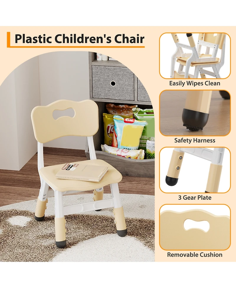 homfan 3-Level Height Adjustable Toddler Chair, Plastic Kids Chair for Boys Girls 2-6, Indoor Home Classroom Nursery Use