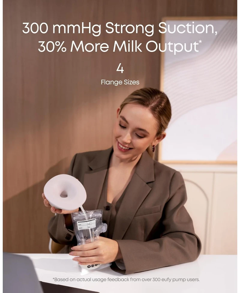 eufy Baby Heated Wearable Breast Pump S1 Pro with Milk Storage Bag (120 Pieces)