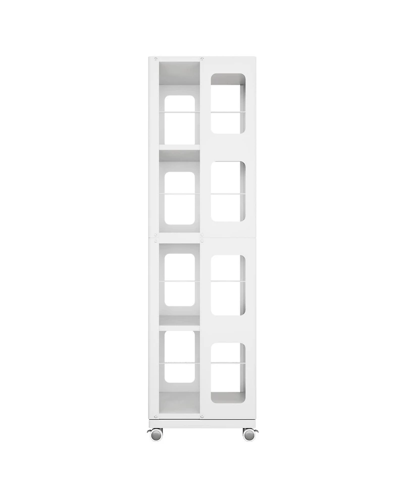 Flynama 4-Tier Steel Rotating Bookshelf with Wheels