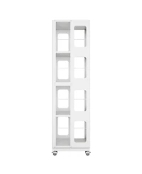 Flynama 4-Tier Steel Rotating Bookshelf with Wheels