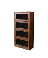 Flynama Contemporary Closed Back Glass Door Dustproof Wall Bookcase Cabinet