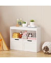 Flynama Kids Toy Storage Organizer with Drawers Open Shelves and Wheels