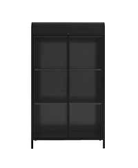 Flynama 47.6 Inch Tall Metal Storage Cabinet with Glass Doors Flip Top 4-Tier Freestanding Sideboard For Multi Room Use