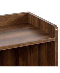 Flynama Double Sliding Striped Glass Door Sideboard Wooden Freestanding Storage Cabinet Wine Cabinet For Home Garage Use