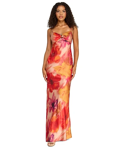 Seni & Cade Juniors' Hardware-Trim Satin Slip Dress