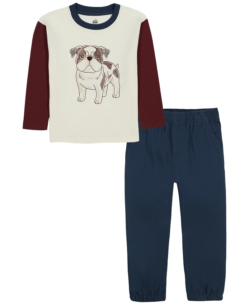 Kids Headquarters Toddler Boys' 2T-5T Long-Sleeve T-Shirt and Pants, 2-Piece Set