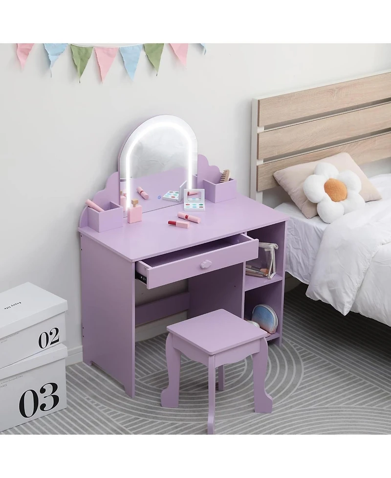 gaomon 2-in-1 Lighted Kids' Vanity Set with Stool