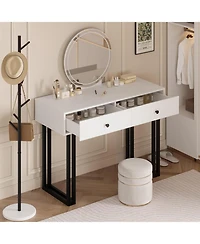 gaomon 3-Color Dimmable Vanity Desk, Lighted Mirror Makeup Table with Adjustable Brightness