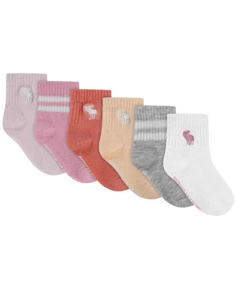 abercrombie kids Boys' and Girls' 6M-4T Crew Socks, 6-Pack