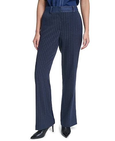 Karl Lagerfeld Paris Petite Mid-Rise Straight-Leg Pants