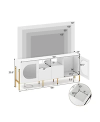 Slickblue Tv Stand for 70 Inch Tv with Power Outlets Drawers and Open Shelves