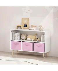 Flynama Kids Bookcase with Fabric Drawers and Toy Storage Organizer