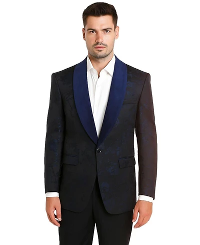 Elie Balleh Men's Slim Fit Floral Shawl Collar Blazer