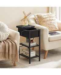 Slickblue Modern Side Table with Flip-Up Top and Built-In Charging Station