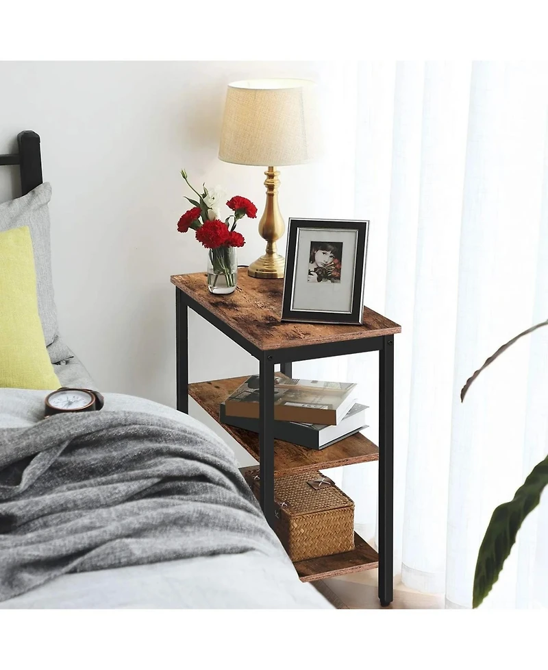 Slickblue 3-Tier Narrow End Table with Storage Shelves for Small Space Organization