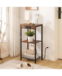 Slickblue 3-Tier Accent Side Table with Built-In Charging Station and Storage