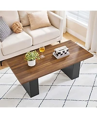 Slickblue Rectangular Coffee Table with Fluted Legs for Living Room Furniture