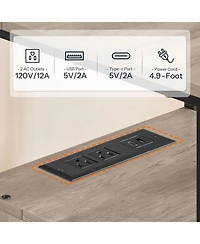 Slickblue End Table with Charging Station and 2 Drawers for Bedroom Storage
