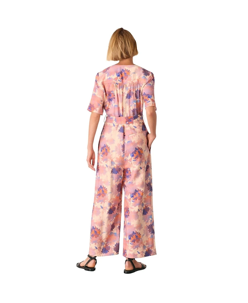 Whistles Women's Floral Button Front Cropped Jumpsuit