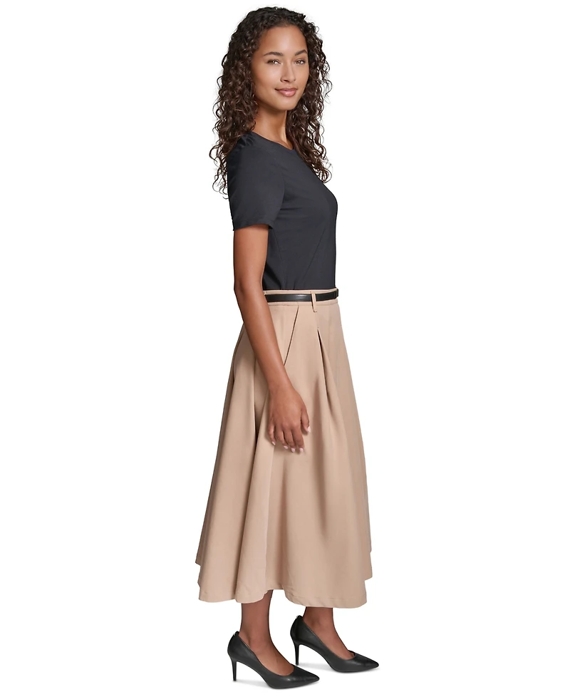 Karl Lagerfeld Paris Women's Belted Jersey Midi Dress