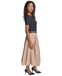 Karl Lagerfeld Paris Women's Belted Jersey Midi Dress