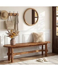 Tribesigns Solid Wood Entryway Bench, 55" Wooden Shoe Storage Bench, Farmhouse Rustic Indoor Bench for Dining Table, End of Bed