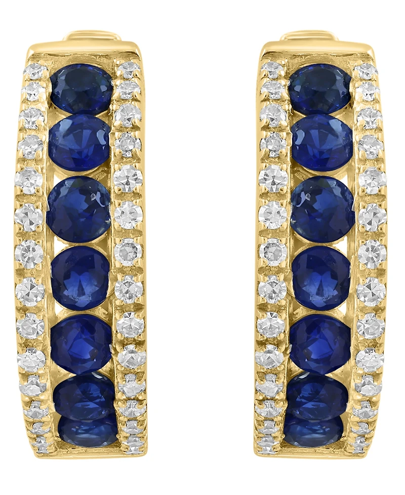 Effy Collection Sapphire (1-1/20 ct. t.w.) & Diamond (1/4 ct. t.w.) Earrings in 14k Yellow Gold