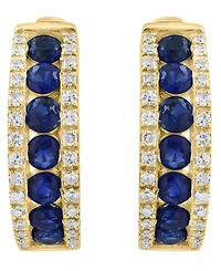 Effy Collection Sapphire (1-1/20 ct. t.w.) & Diamond (1/4 ct. t.w.) Earrings in 14k Yellow Gold