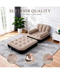 Gouun Convertible Inflatable Sofa Bed Flocked Pvc Pull Out Couch