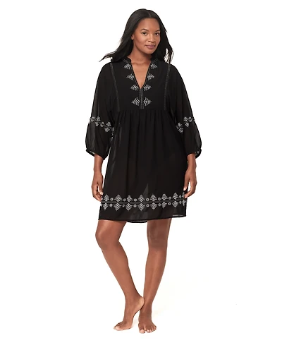 Miraclesuit Women's Elysium V-Neck Tiered Swim Cover-Up Dress