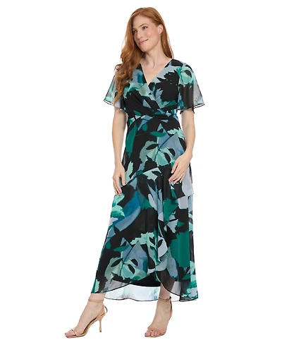 Maggy London Women's Asymmetrical Print Maxi Dress