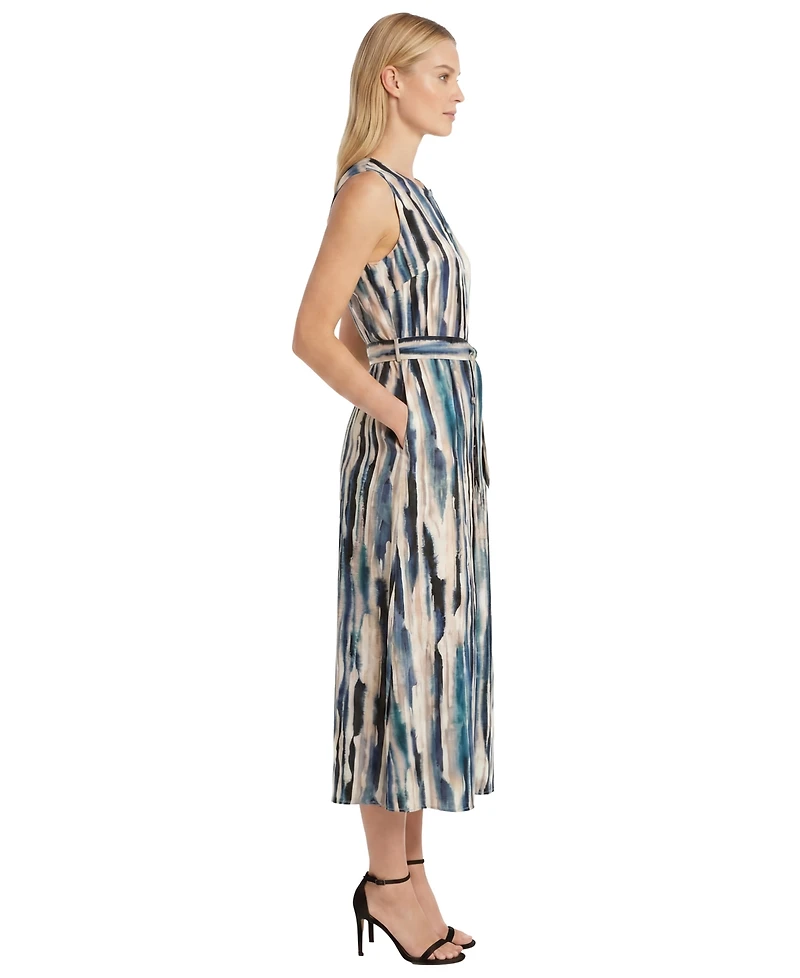 Maggy London Women's Printed Button Midi Dress