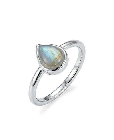 Adornia Fine Silver Plated Labradorite Pear Ring