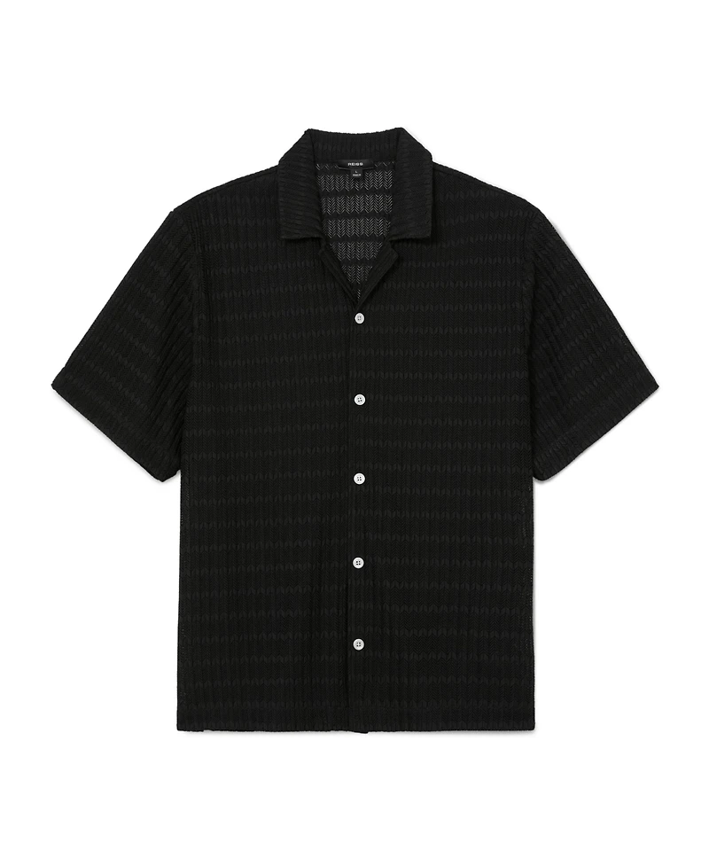 Reiss Men's Sid Crochet Cuban Shirt