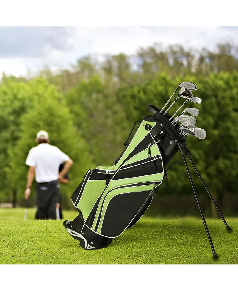Gymax Golf Stand Bag 6 Way Divider Golf Carry Bag w/ Straps & 7 Storage Pockets