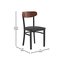 Emma+Oliver Yara Industrial Dining Chair with Rolled Steel Frame and Solid Wood Seat - 500 lbs. Static Weight Capacity