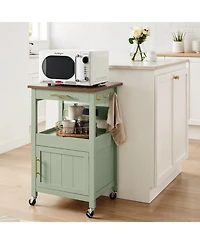 Best Choice Products Rolling Kitchen Island Cart, Cabinet With Drawer, Sliding Tray, Outlet, Wheels, Hooks