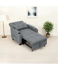 gaomon Convertible Sleeper Sofa Chair, Pull Out Bed, Single Sofa Recliner with Vibration Massage Lumbar Pillow