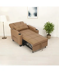 gaomon Convertible Sleeper Sofa Chair, Pull Out Bed, Single Recliner with Vibration Massage Lumbar Pillow