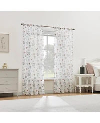 No. 918 Anya Floral Puff Print Sheer Rod Pocket Curtain Panel
