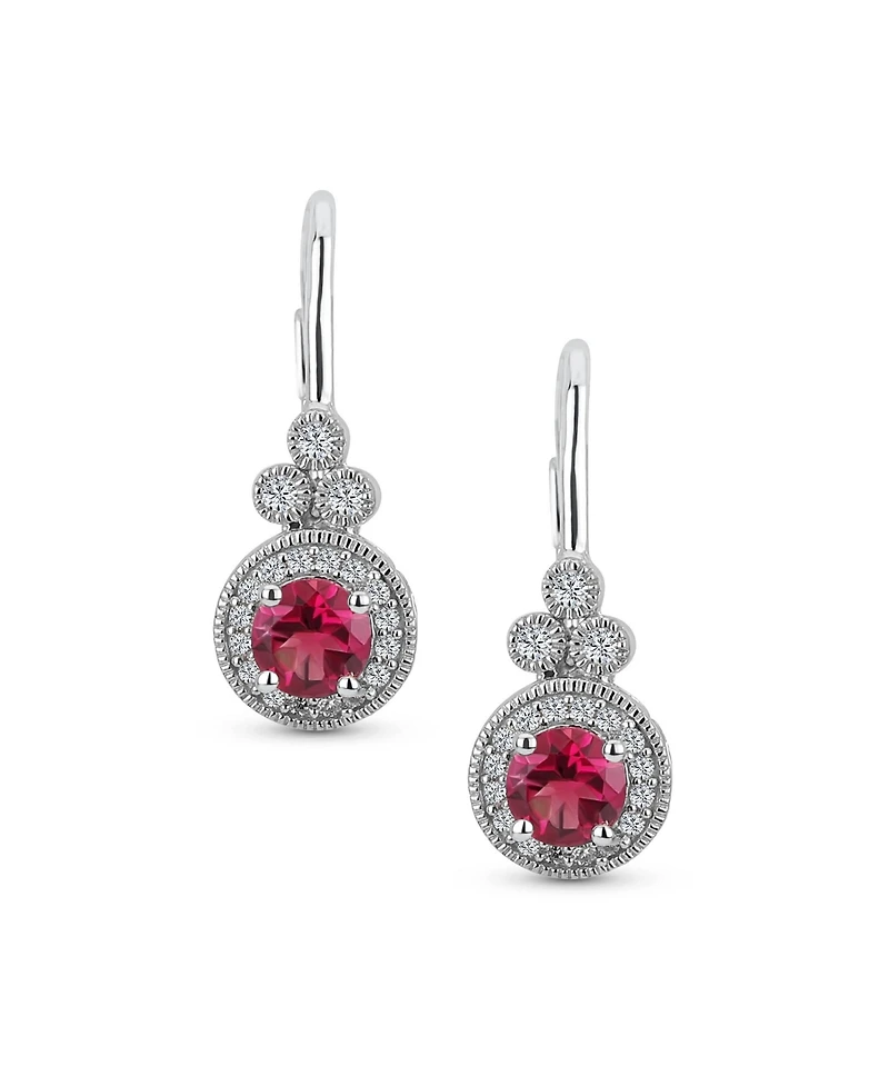 Bling Jewelry Art Deco Style Halo Circle Circlet Solitaire Synthetic Stone Drop Earrings .925 Sterling Silver
