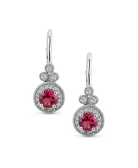 Bling Jewelry Art Deco Style Halo Circle Circlet Solitaire Synthetic Stone Drop Earrings .925 Sterling Silver
